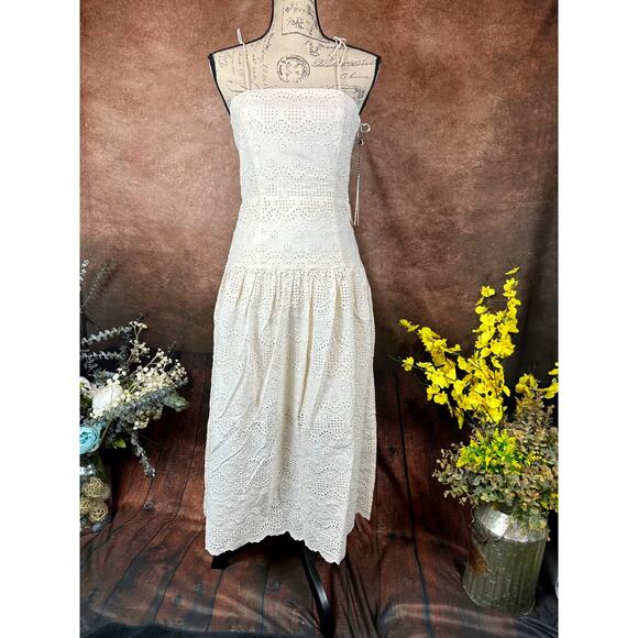 St Roche Benedict Removable Straps Eyelet Detail Dress Vanilla 4 - Picture 1 of 15